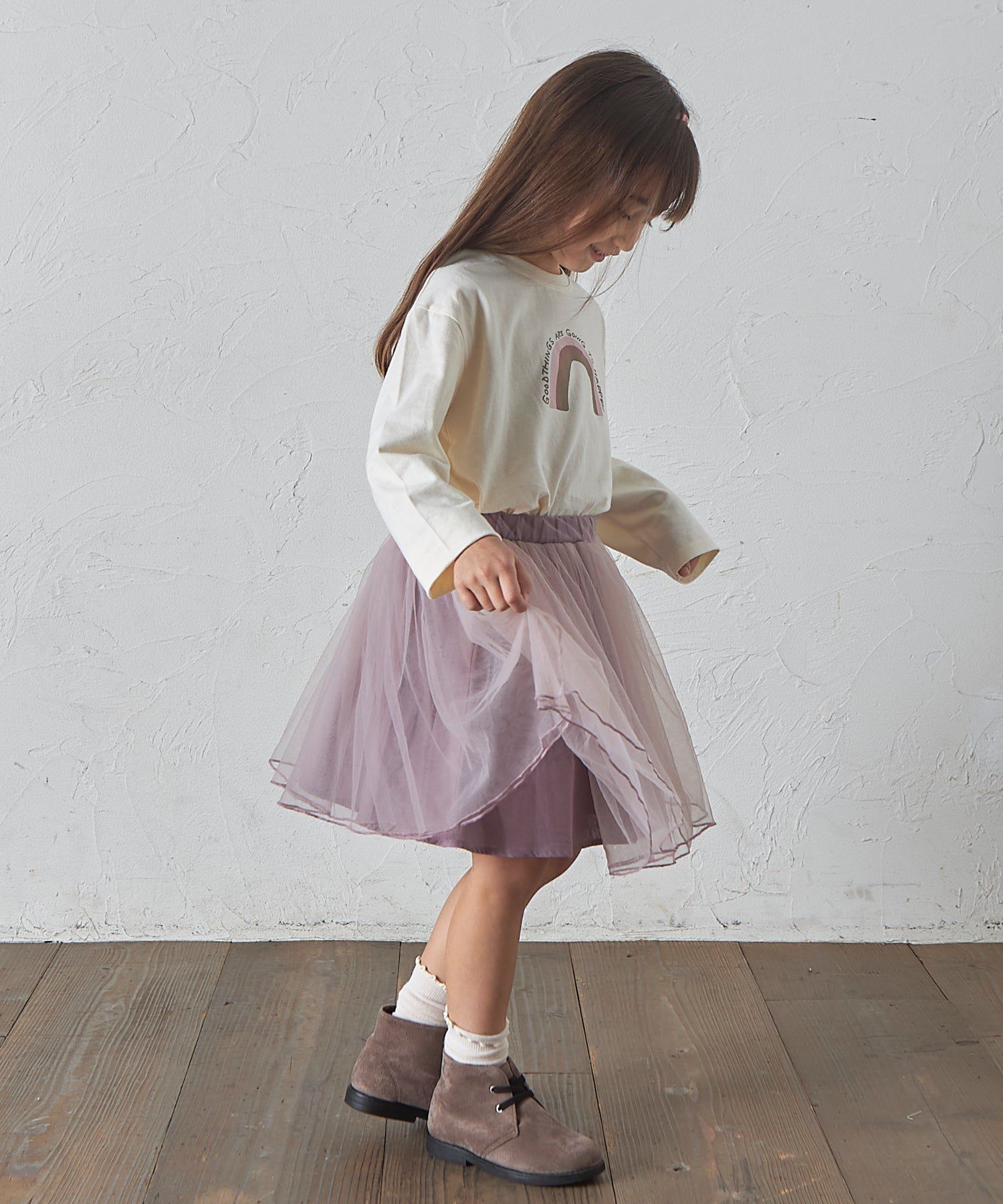 日本 PAIRMANON - 小精靈薄紗澎澎裙(附安全褲)-淺灰