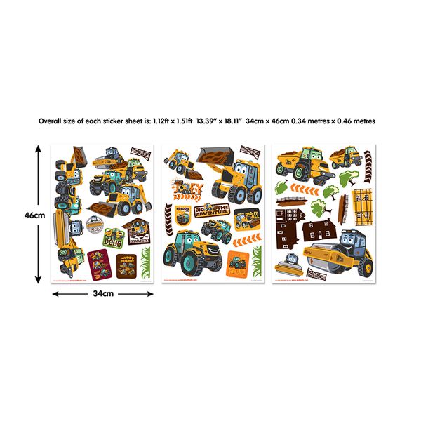 英國 Walltastic - 童趣壁貼-挖掘車-38張貼紙