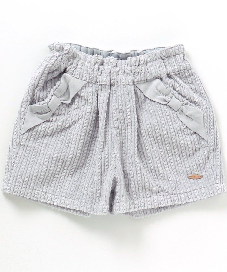 日本 apres les cours - 蝴蝶結口袋燈芯絨短褲-葡萄紫