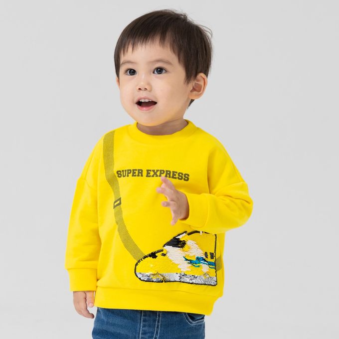 日本 Chil2 - JR新幹線 裏毛長袖上衣-亮片-黑