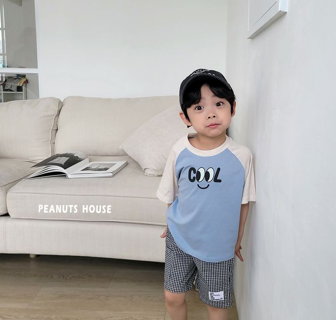 韓國 Peanuts House - COOL字印短袖上衣-黃