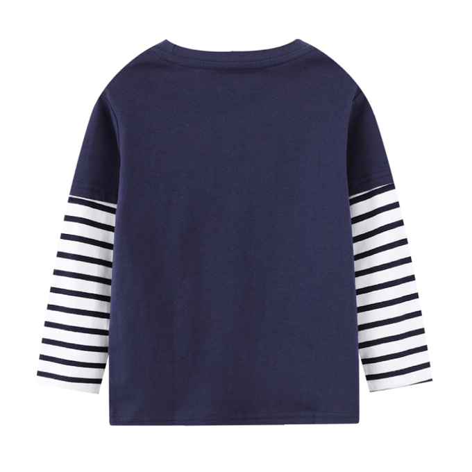 love, charlotte - 假兩件式挖土機貼布繡全棉上衣