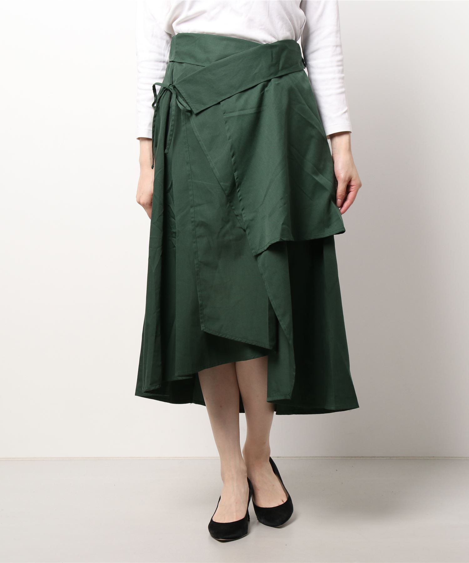 日本 Riche Glamour - 不規則剪裁長裙-褐