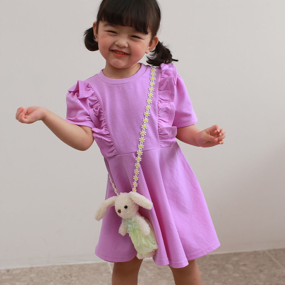 韓國 Coco Rabbit - 兔子娃娃荷葉裝飾洋裝-紫