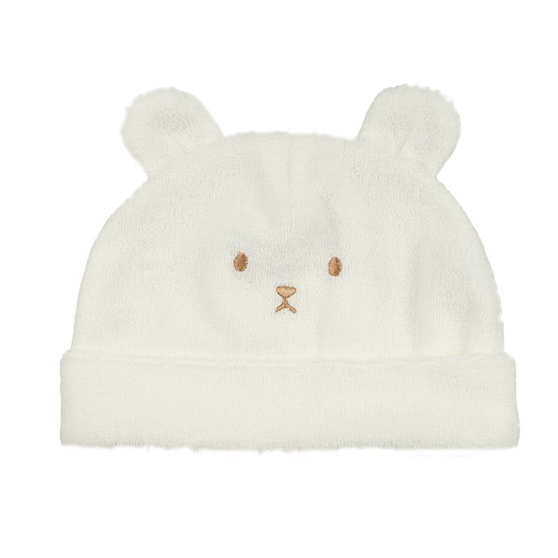 akachan honpo - 熊耳嬰兒帽-毛巾布-米白色