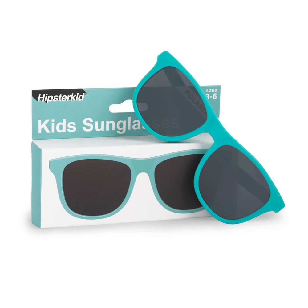 美國 Hipsterkid - 抗UV時尚嬰童偏光太陽眼鏡(附固定繩)-繽紛藍綠