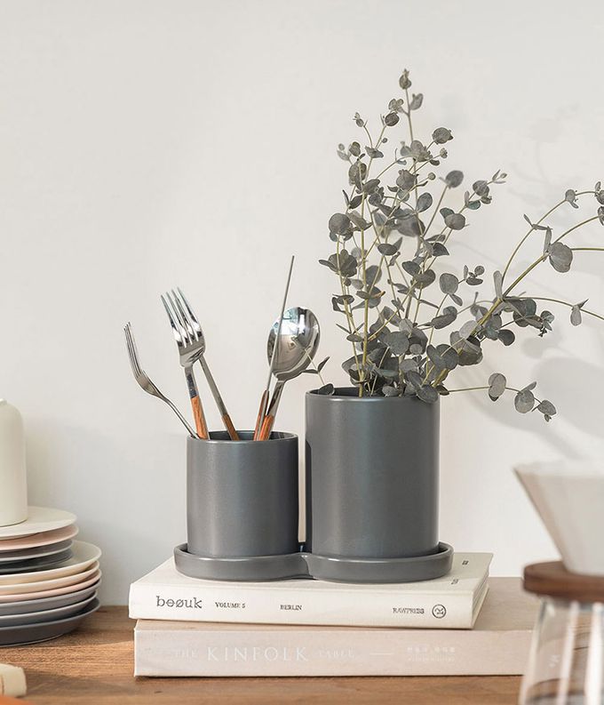 韓國 SSUEIM - Mariebel系列莫蘭迪餐具收納筒3件組 (粉色)