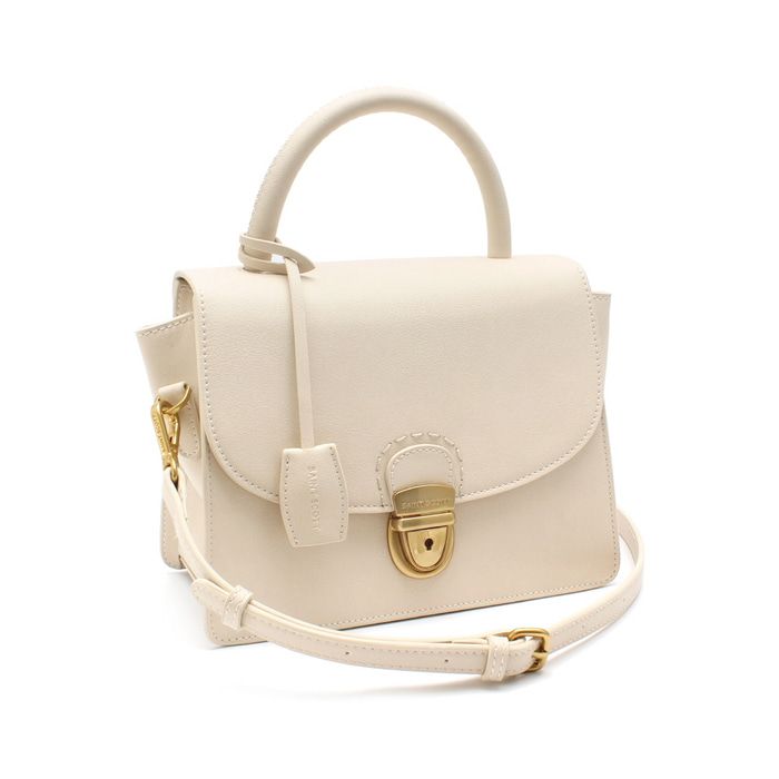 Saint Scott - Noa編織背帶掀蓋硬殼包-奶油白