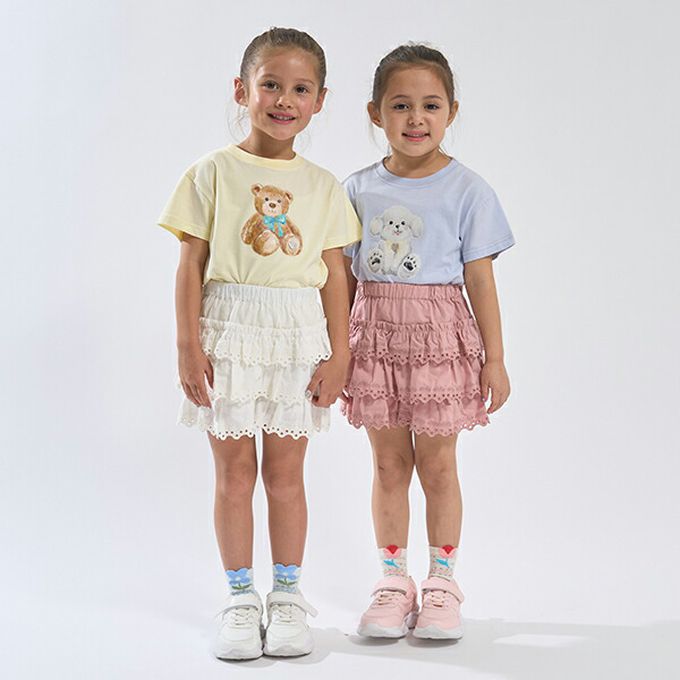 日本 Lycee mine - 100%棉 甜蜜印花短袖上衣-緞帶櫻桃-米白