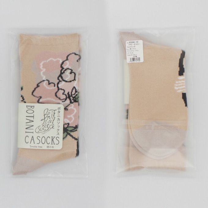 日本女裝代購 - 日本製 唯美花卉風長襪-煙之樹-粉紅 (23-25cm)