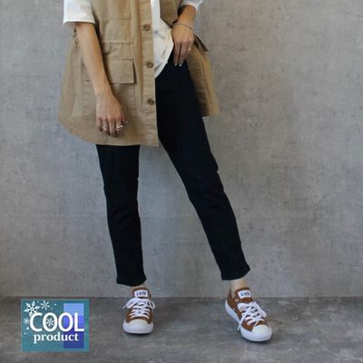 日本女裝代購 - Coolish 接觸涼感舒適快乾合身九分褲-深藍