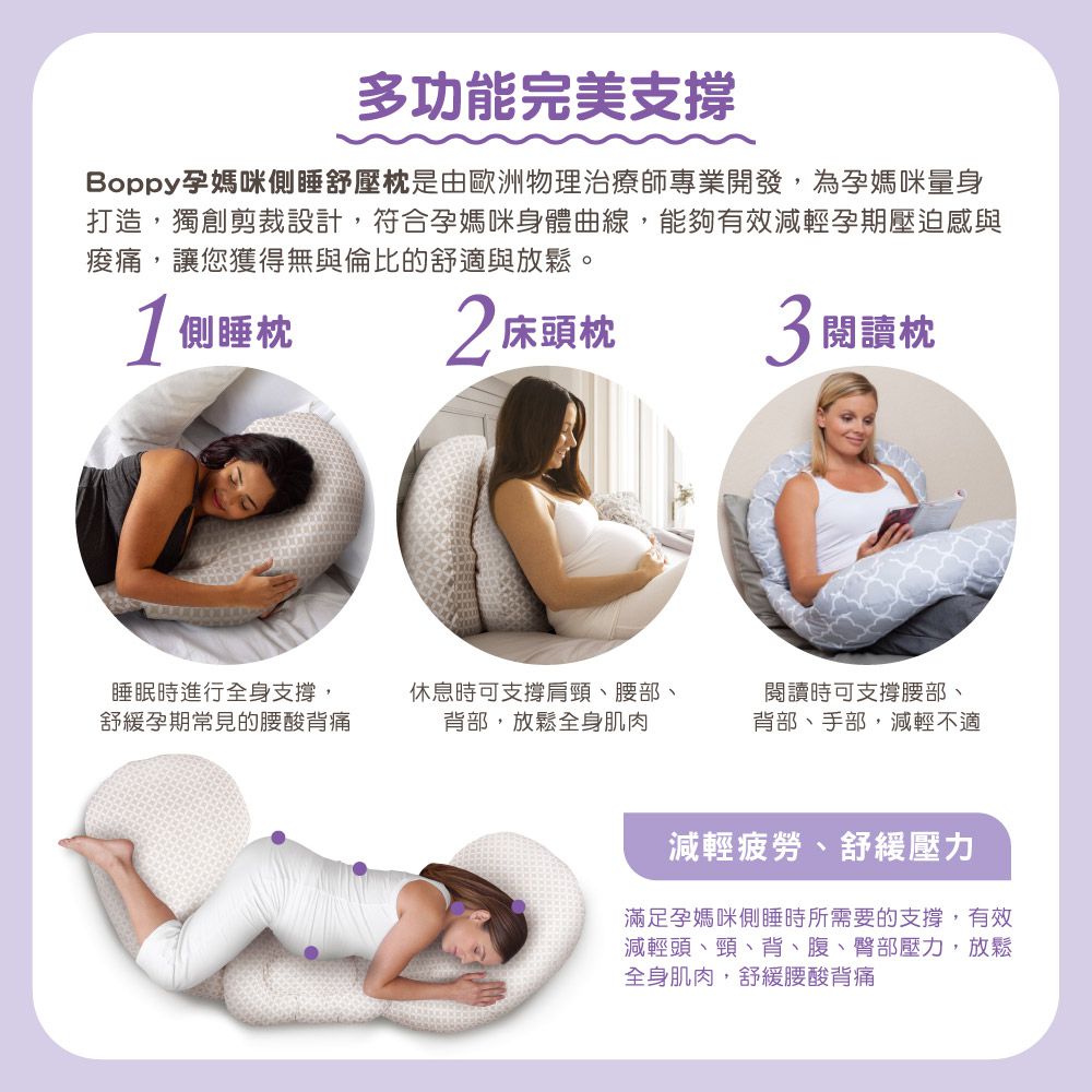 義大利 chicco - Boppy孕媽咪側睡舒壓枕(幾何沙棕)