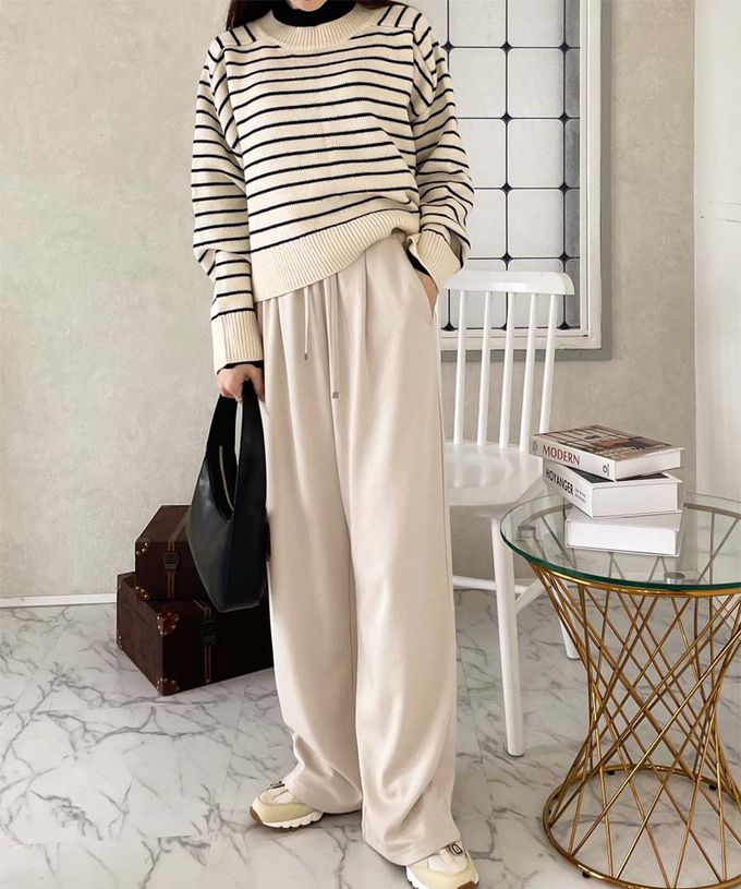 日本 Classical Elf - ＋3度 吸濕保暖裏起毛休閒長褲-棕灰