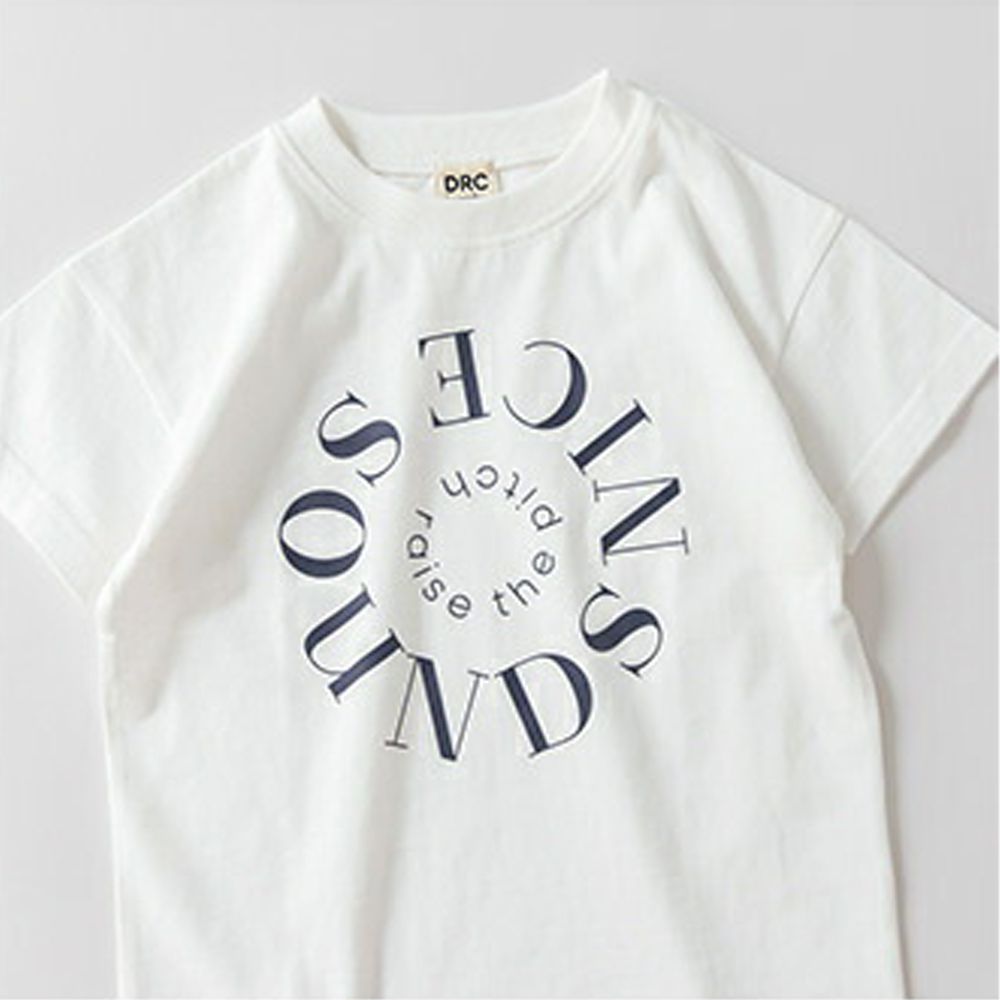 天竺棉甜美印花短袖上衣-胸前logo-白