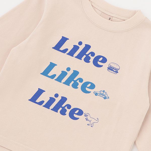 日本 petit main - 男孩俏皮長袖上衣-消防車-雜灰