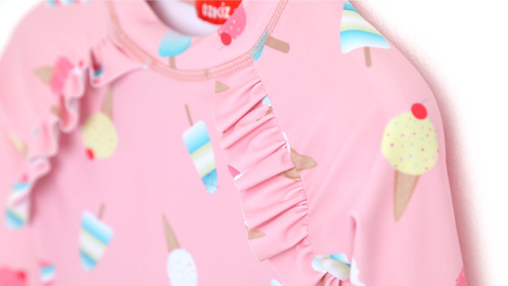 韓國 OZKIZ - 抗UV防曬兒童泳裝-三件組-甜心冰淇淋