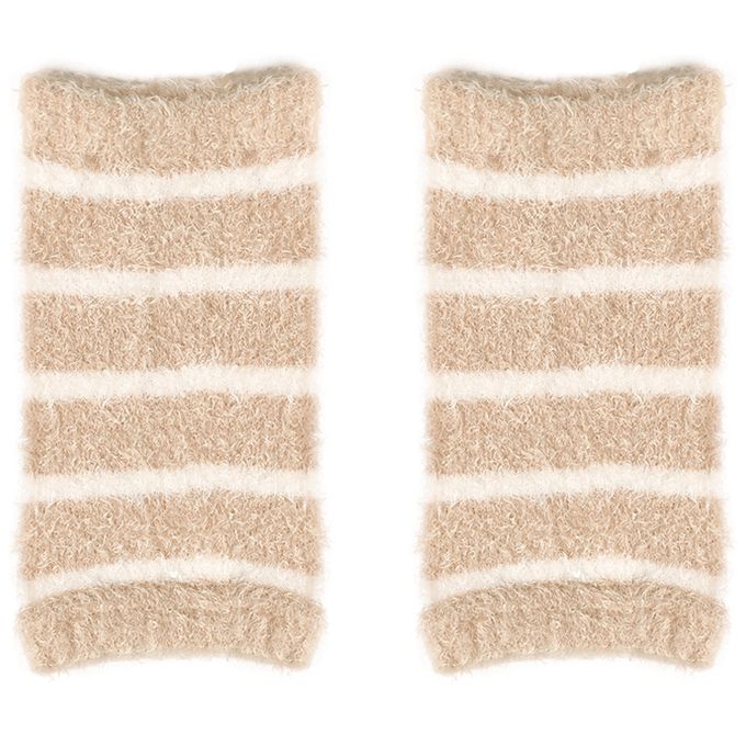 akachan honpo - 蓬鬆腳套-橫紋-淺卡其色 (70～95cm)