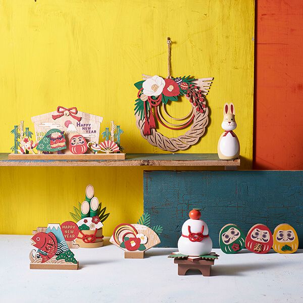 日本代購 - 木製日本新年擺飾/掛飾-注連繩 (W22.5×H22×D1.3cm)