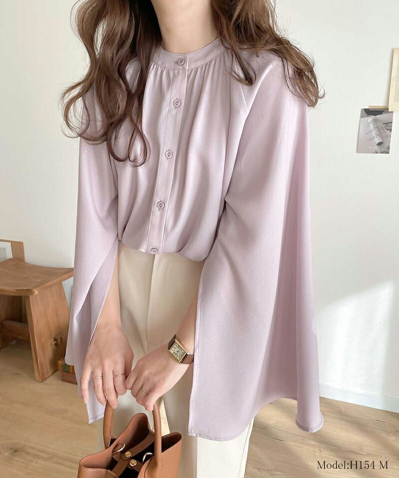 日本 Classical Elf - 優雅花園垂墜感開袖襯衫-奶油白