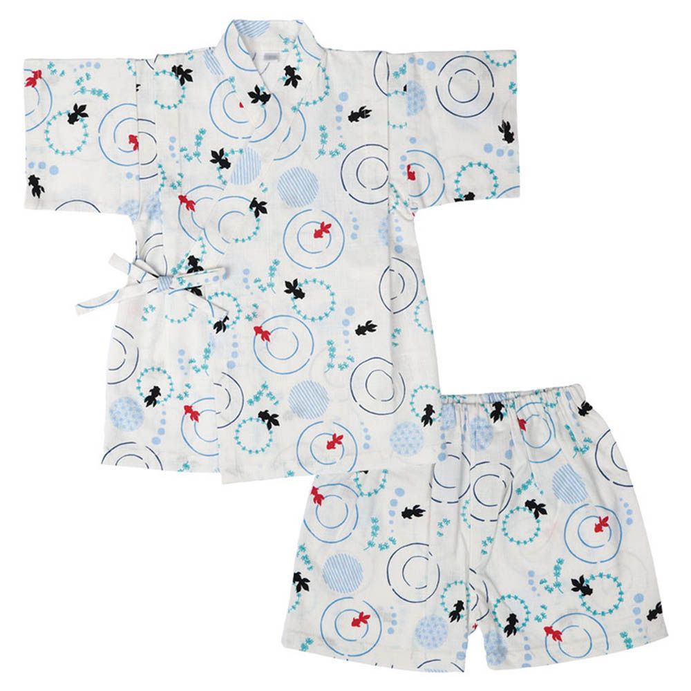 兩件式甚平-金魚-米白色