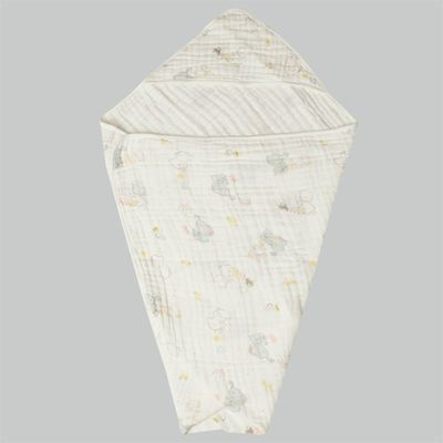 akachan honpo - 6層棉紗包巾-動物-白色 (85cm)