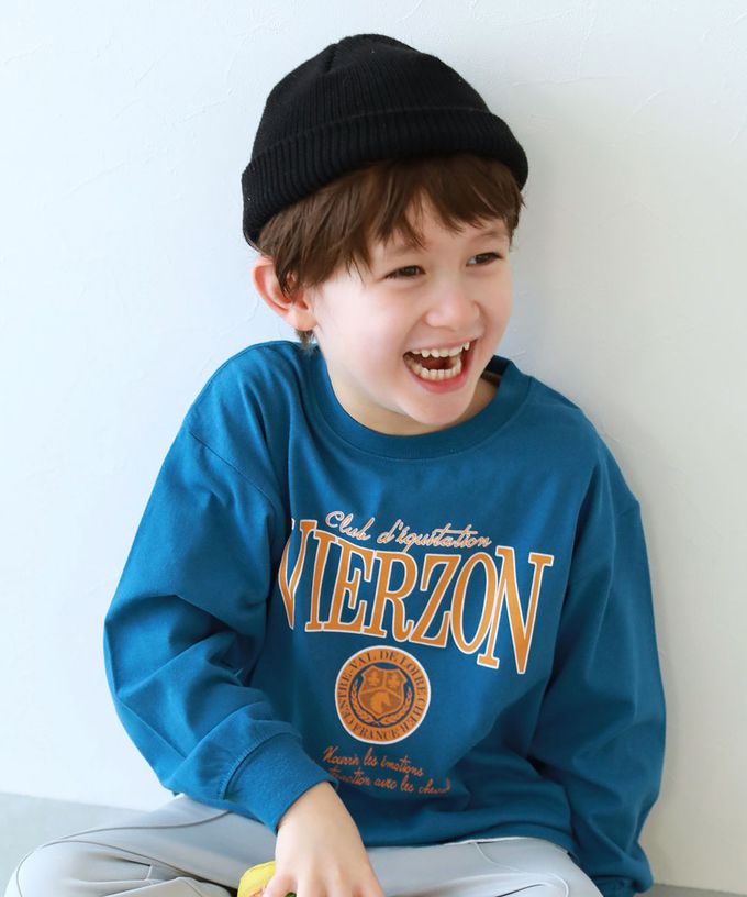 日本 devirock - 100%棉 印花寬鬆長袖T恤-義大利麵標語-白