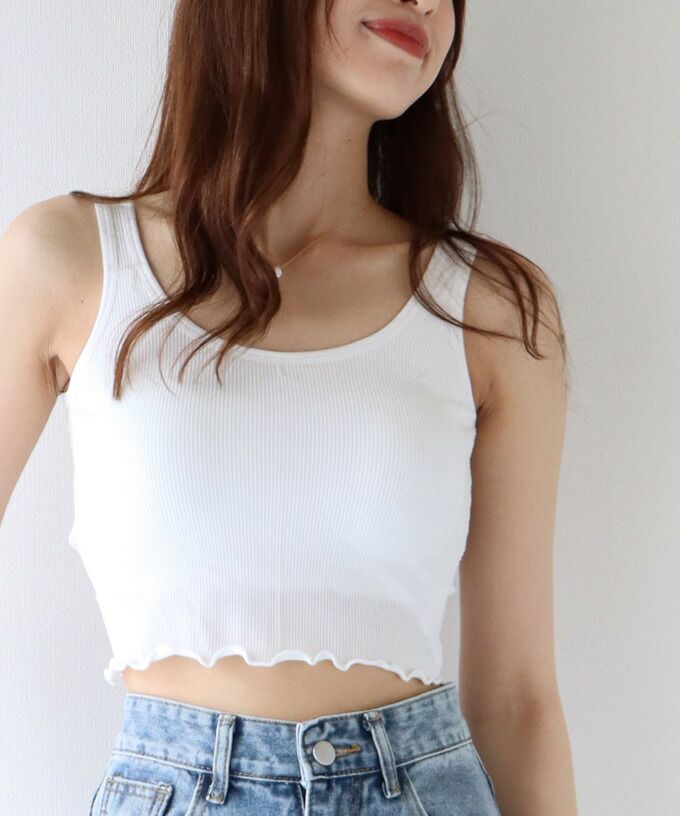 日本 BLUE EAST - 短版無袖背心/上衣(附Bra)-米杏