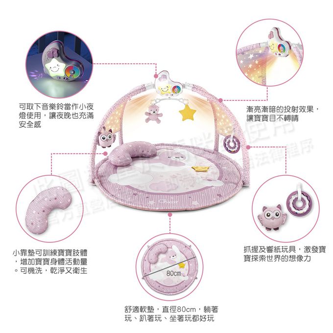 義大利 chicco - 繽紛聲光甜星熊健力架-粉藍