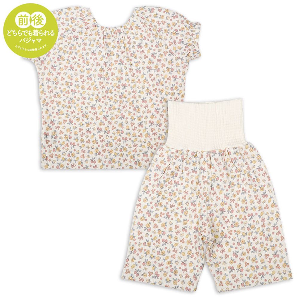 短袖家居服 穿衣練習-套頭式 小花-米白色