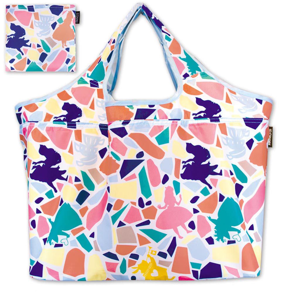 日本 PRAIRIE DOG - 束口大容量折疊購物袋-幾何愛麗絲-彩色