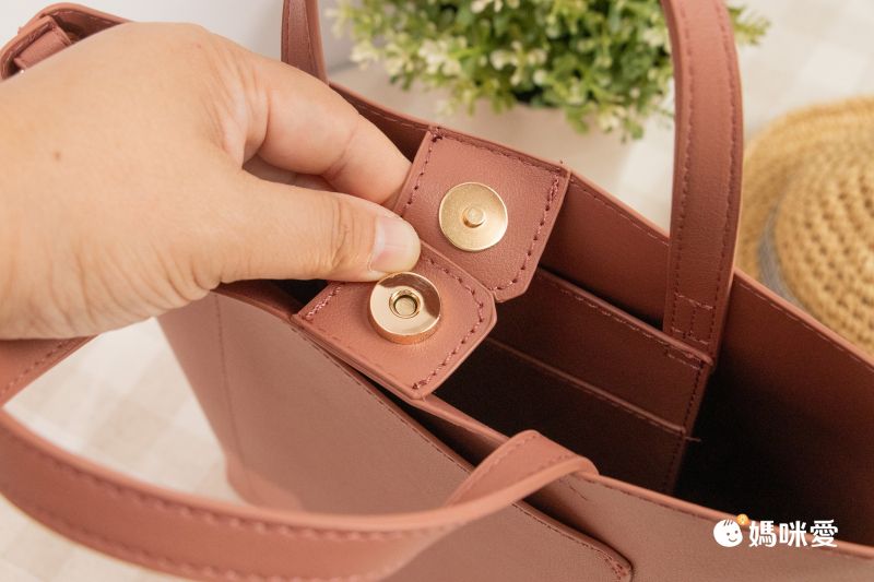 日本 polkapolka - [熱銷款] 輕量皮革肩肩背/手提托特包-煙燻粉