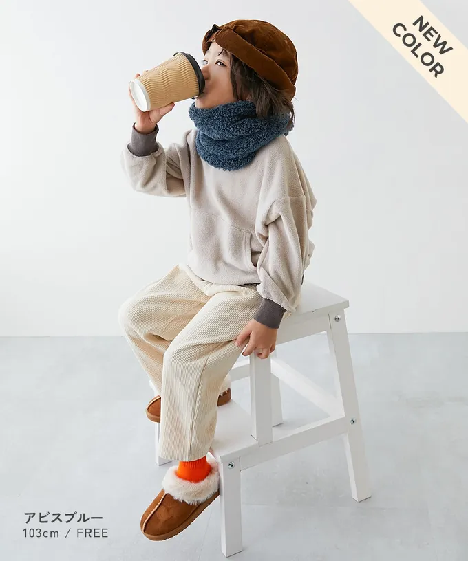 日本 devirock - 柔軟毛茸茸保暖圍脖(可調頸圍)-淺卡其 (FREE)