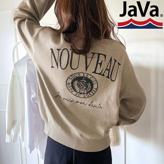 日本 Classical Elf - Java 4WAY美式印花厚磅針織大學T-灰