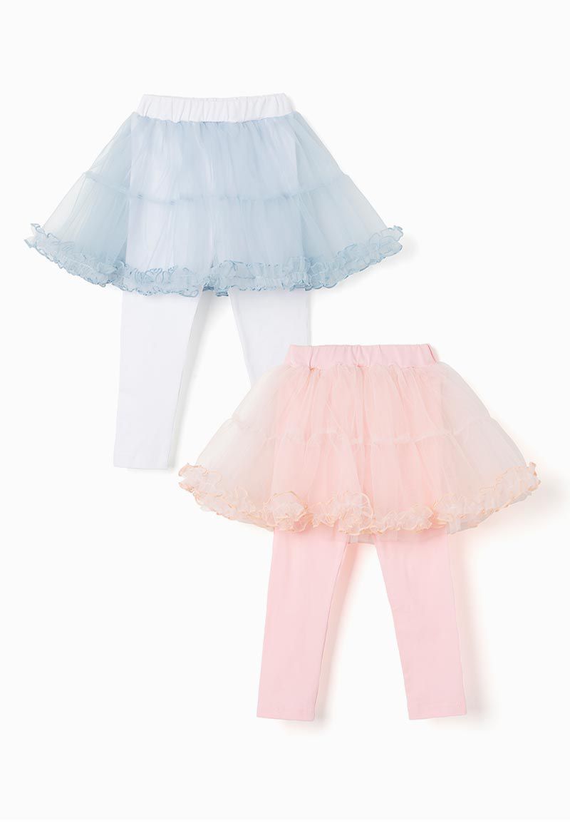 韓國 OZKIZ - 荷葉裙襬細網紗內搭褲裙-粉紅