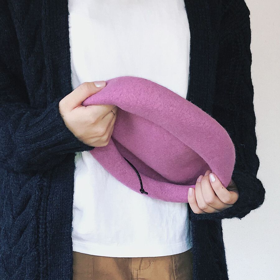 日本 jou jou lier - 合成皮拼接毛呢貝蕾帽-08 雜灰 (FREE)