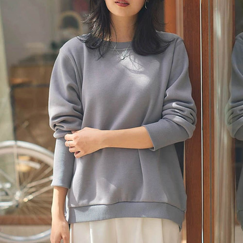 極上溫暖 裏起毛俐落束口長袖上衣-灰