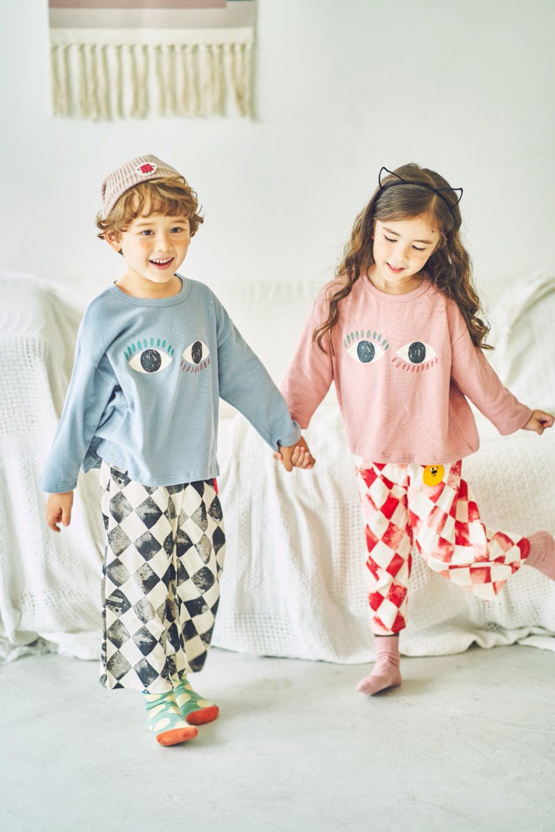 韓國 Mimico - 大大眼睛T-灰藍