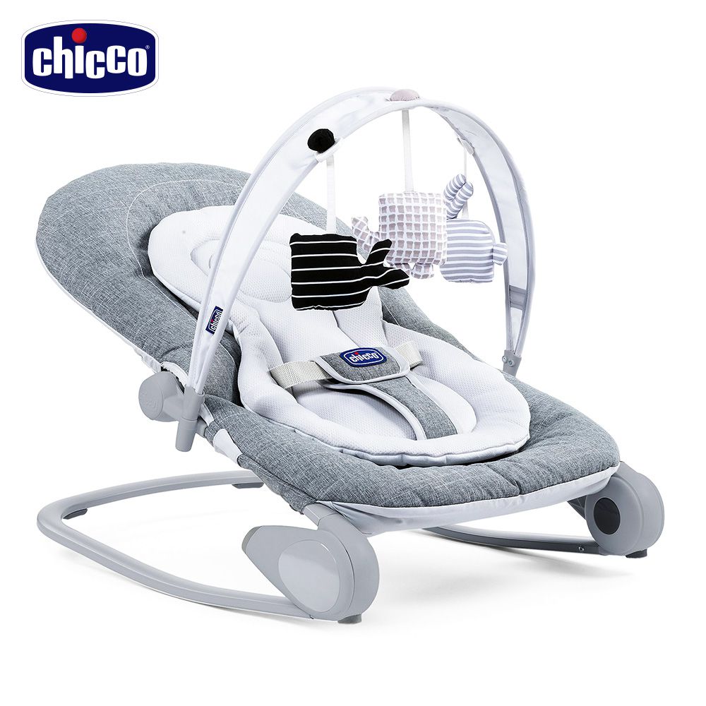 義大利 chicco - Hooplà可攜式安撫搖椅-金屬鈦灰