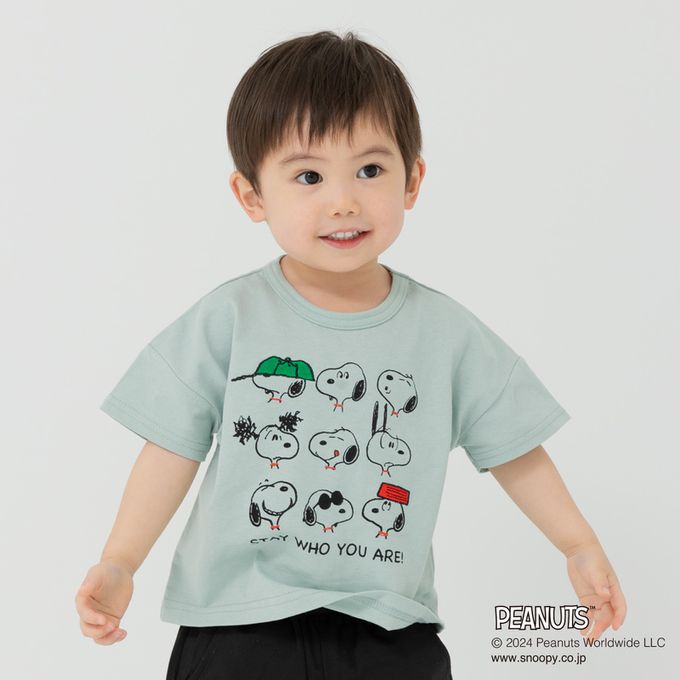 日本 Chil2 - Snoopy聯名 純棉短袖上衣-生氣史努比-奶油x綠