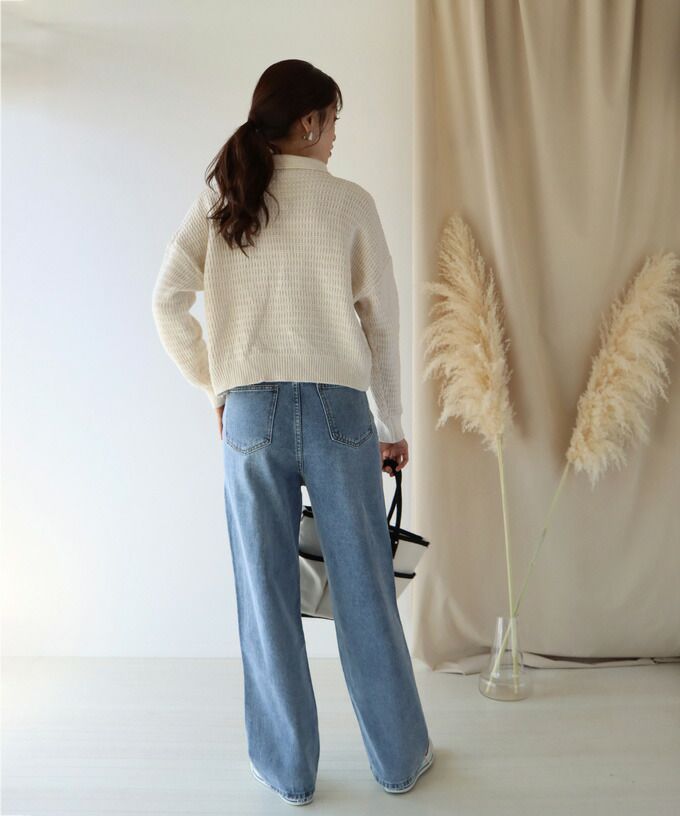 日本 BLUE EAST - 優雅金釦柔軟翻領針織上衣-白