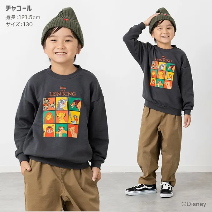 日本 Chil2 - 限量聯名 裏毛印花大學長袖上衣-迪士尼卡通獅子王-米杏