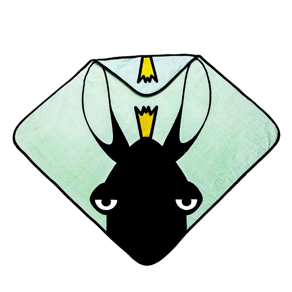 Babylivia - 有機棉連帽浴巾-麋鹿-海綠色