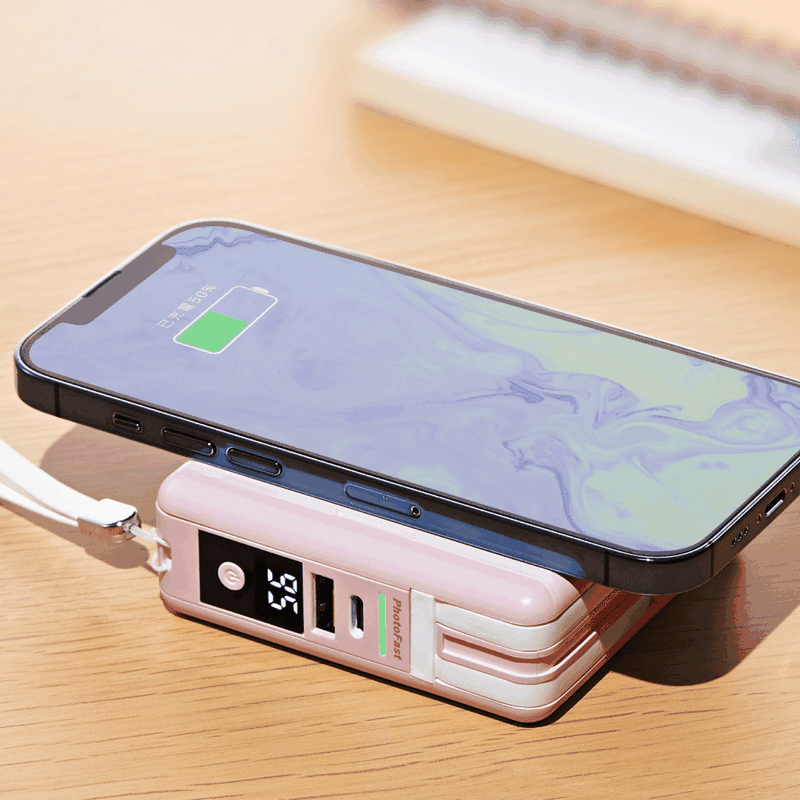 ⏰ 限時獨殺款【PhotoFast】多功能五合一無線充行動電源 10000mAh-粉紅色（無磁吸）