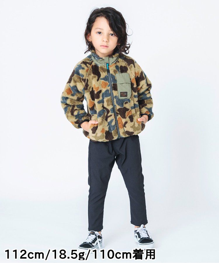 日本 BREEZE - 微立領泰迪熊保暖外套-迷彩-灰綠