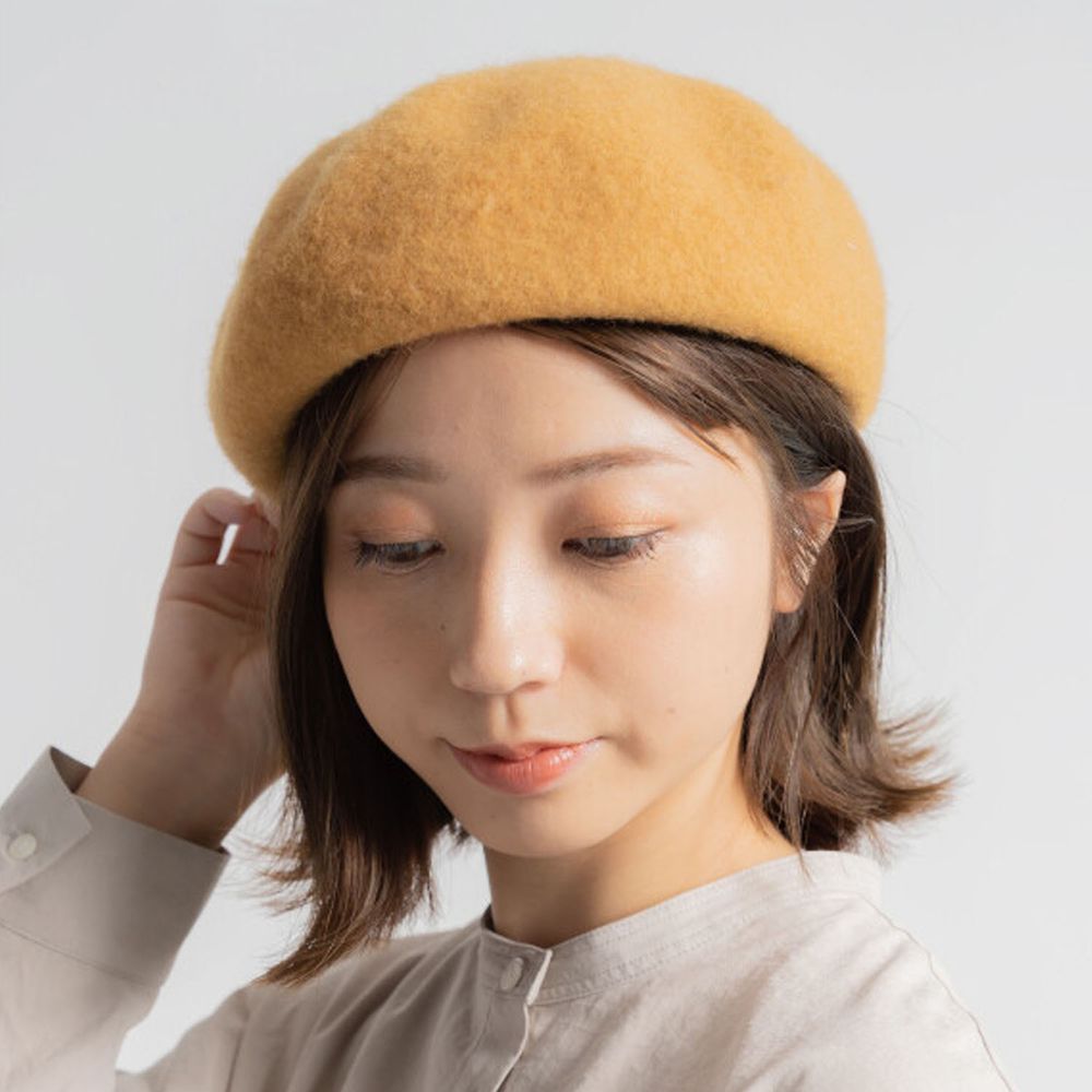 日本 jou jou lier - 毛呢貝蕾帽-50 芥末 (FREE)