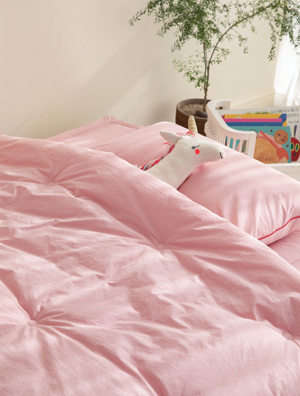 韓國 Maatila - (兒童款)可水洗高密度純棉棉被-草莓粉