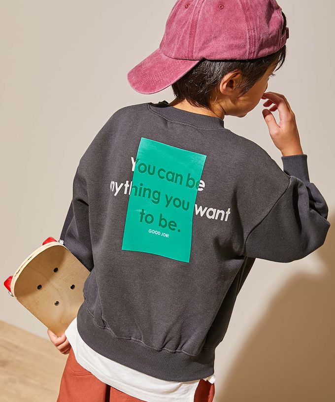 日本 devirock - 裏起毛個性印花大學T-漢堡套餐-藍紫