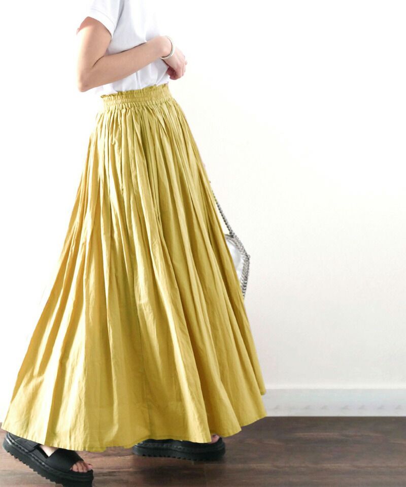 日本 Classical Elf - 100%棉 超修身垂墜感長裙-檸檬黃