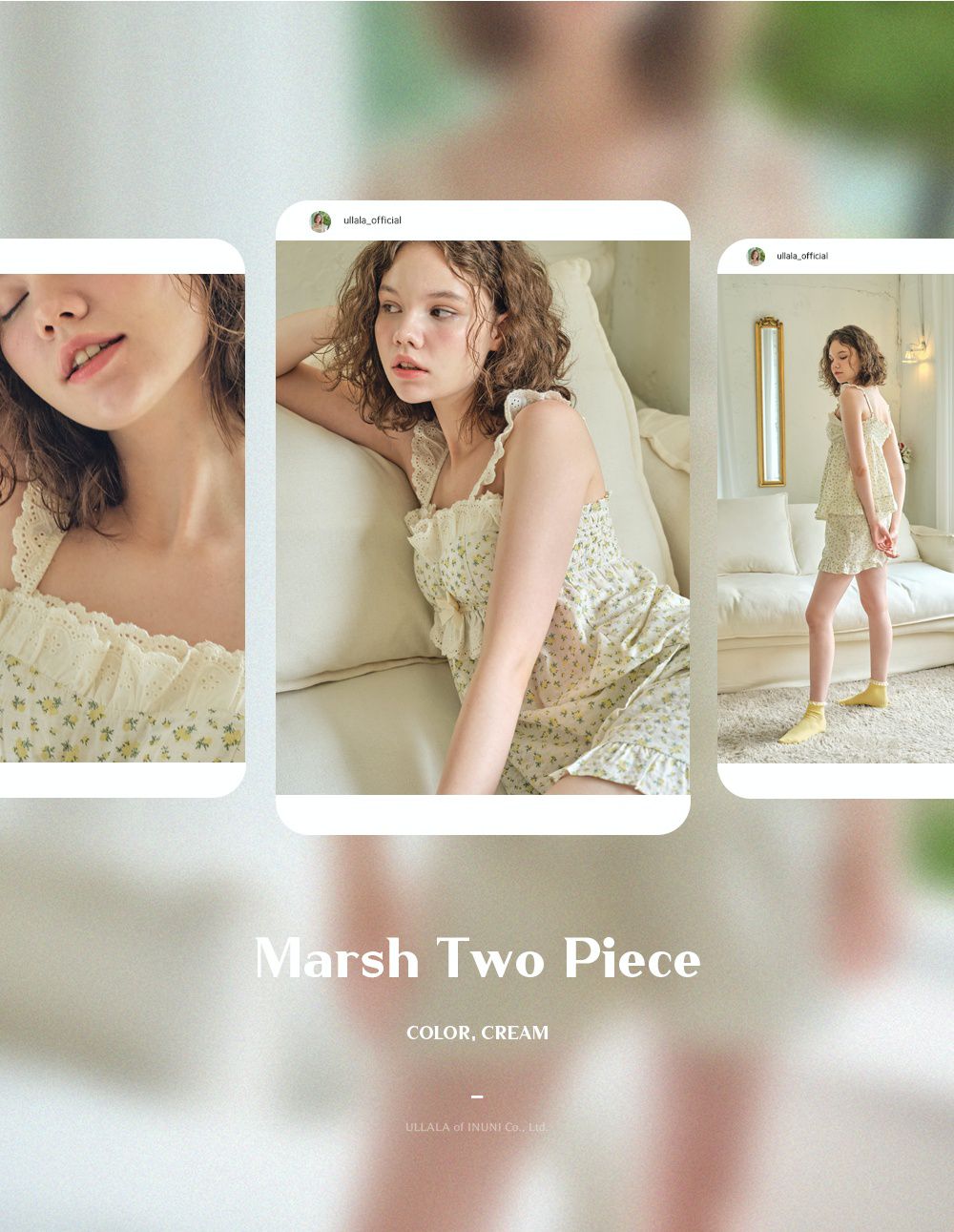 韓國 ULLALA - 天真浪漫無袖睡衣(兩件式) (FREE)