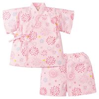 akachan honpo - 兩件式甚平-煙火-粉紅色-日本製